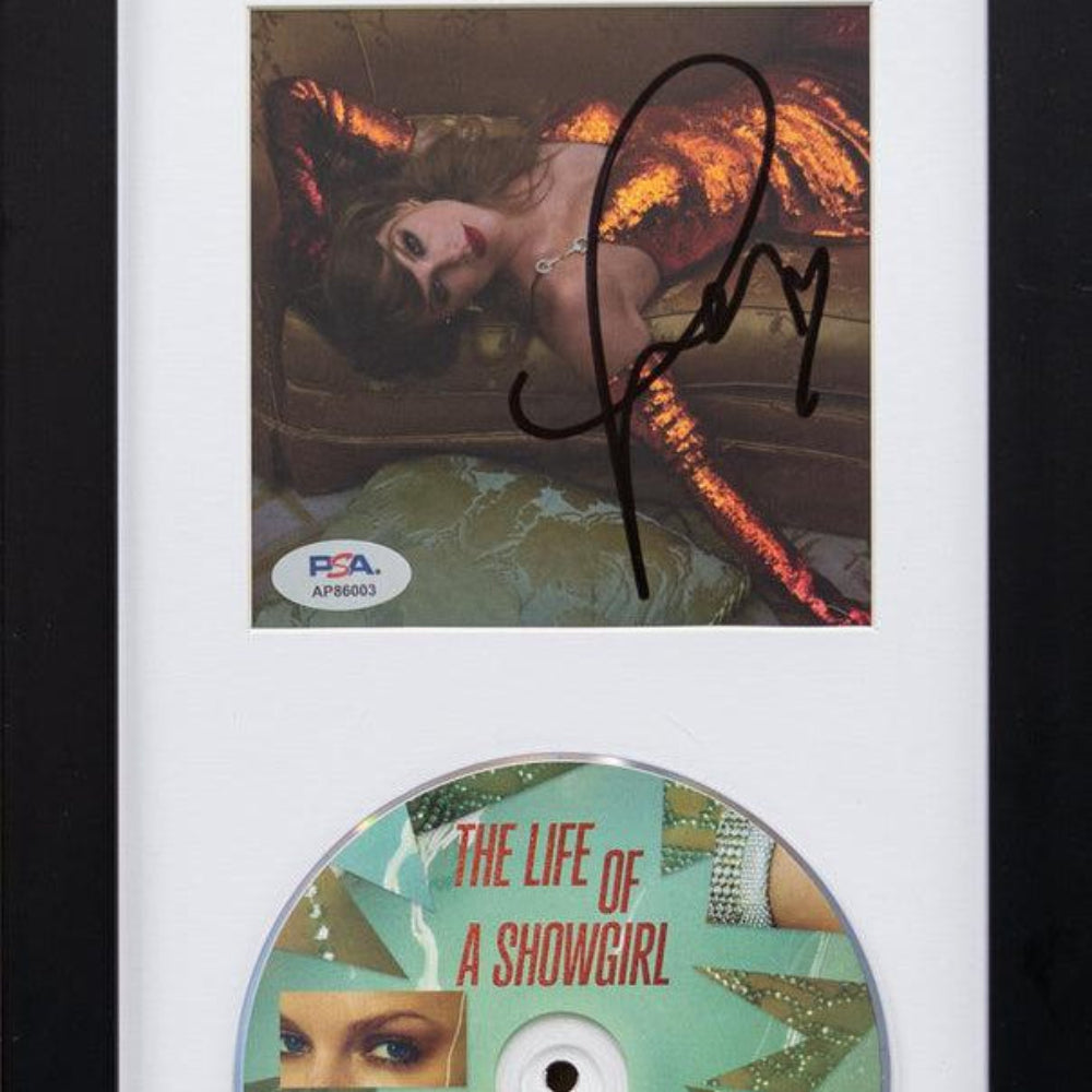 Taylor Swift Signed with a "Heart" "The Life of a Showgirl" Framed CD Insert Display (PSA)(2)
