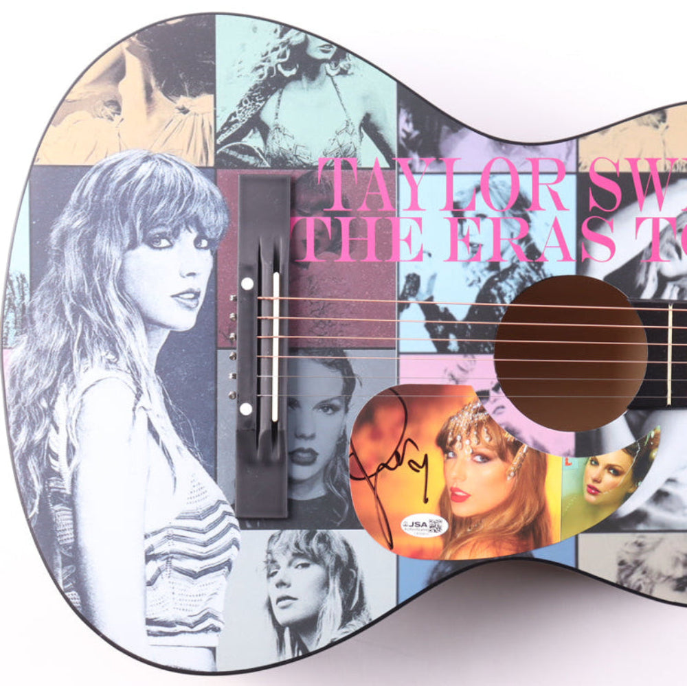 Taylor Swift Signed with a "Heart" "Eras Tour" Acoustic Guitar with "TLOAS" Insert Pickguard