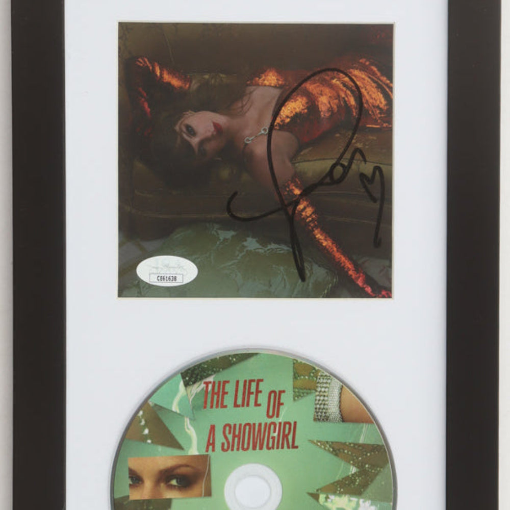 Taylor Swift Signed with a "Heart" "The Life of a Showgirl" Framed CD Insert Display (3)(JSA)