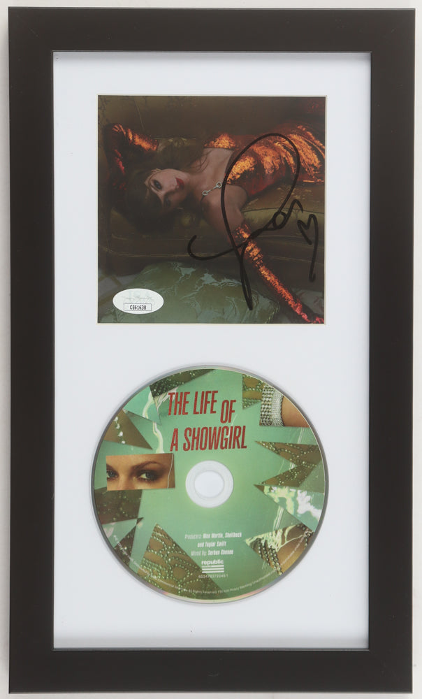 Taylor Swift Signed with a "Heart" "The Life of a Showgirl" Framed CD Insert Display (3)(JSA)
