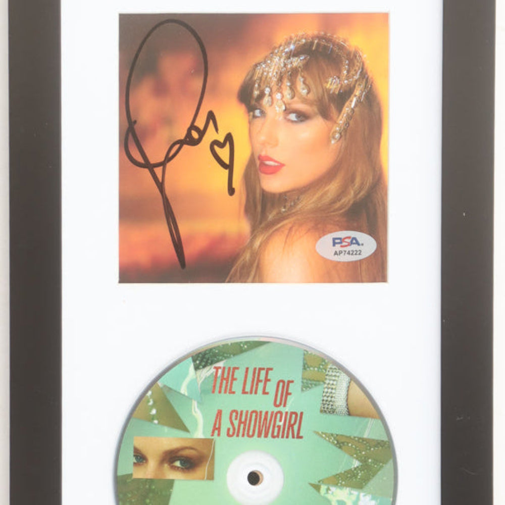 Taylor Swift Signed with a "Heart" "The Life of a Showgirl" Framed CD Album Display (PSA)