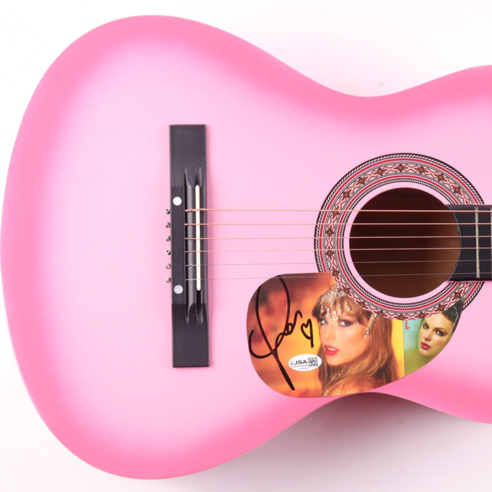 Taylor Swift Signed Pink Acoustic Guitar with "TLOAS" Insert Pickguard (JSA)