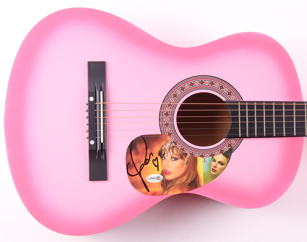 Taylor Swift Signed Pink Acoustic Guitar with "TLOAS" Insert Pickguard (JSA)