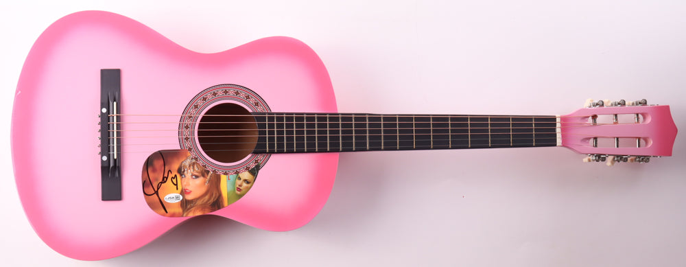 Taylor Swift Signed Pink Acoustic Guitar with "TLOAS" Insert Pickguard (JSA)