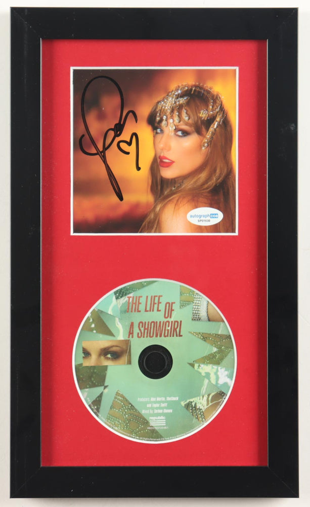Taylor Swift Signed &quot;The Life of a Showgirl&quot; Framed CD Insert Display Red(ACOA)
