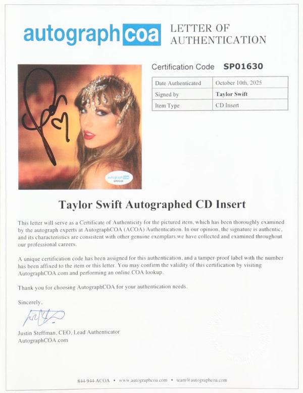 Taylor Swift Signed with a 
