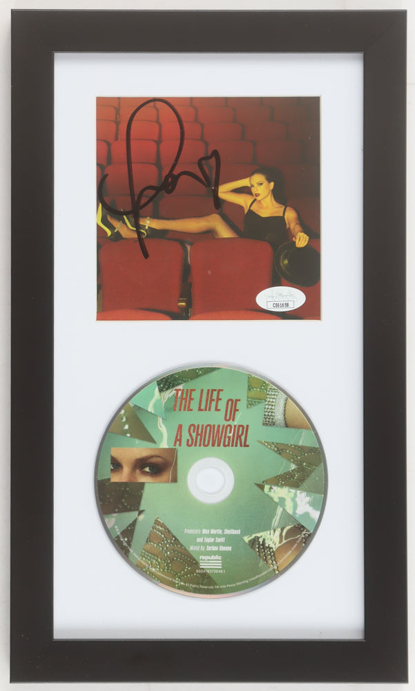 Taylor Swift Signed "The Life of a Showgirl" Framed CD Insert Display (2)(JSA)