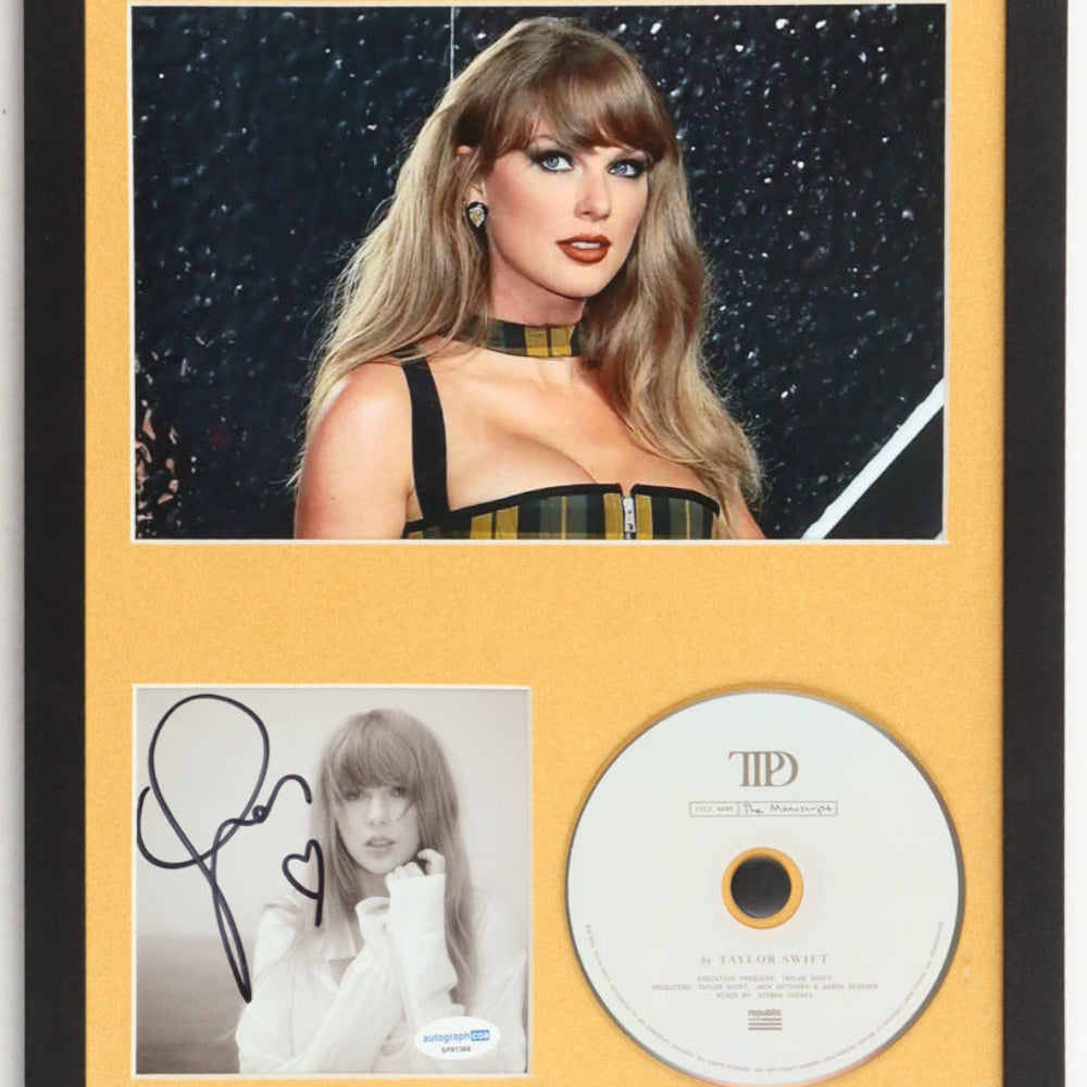 Taylor Swift Signed With a "Heart" Framed "The Tortured Poets Department" CD Display With Disc (ACOA)