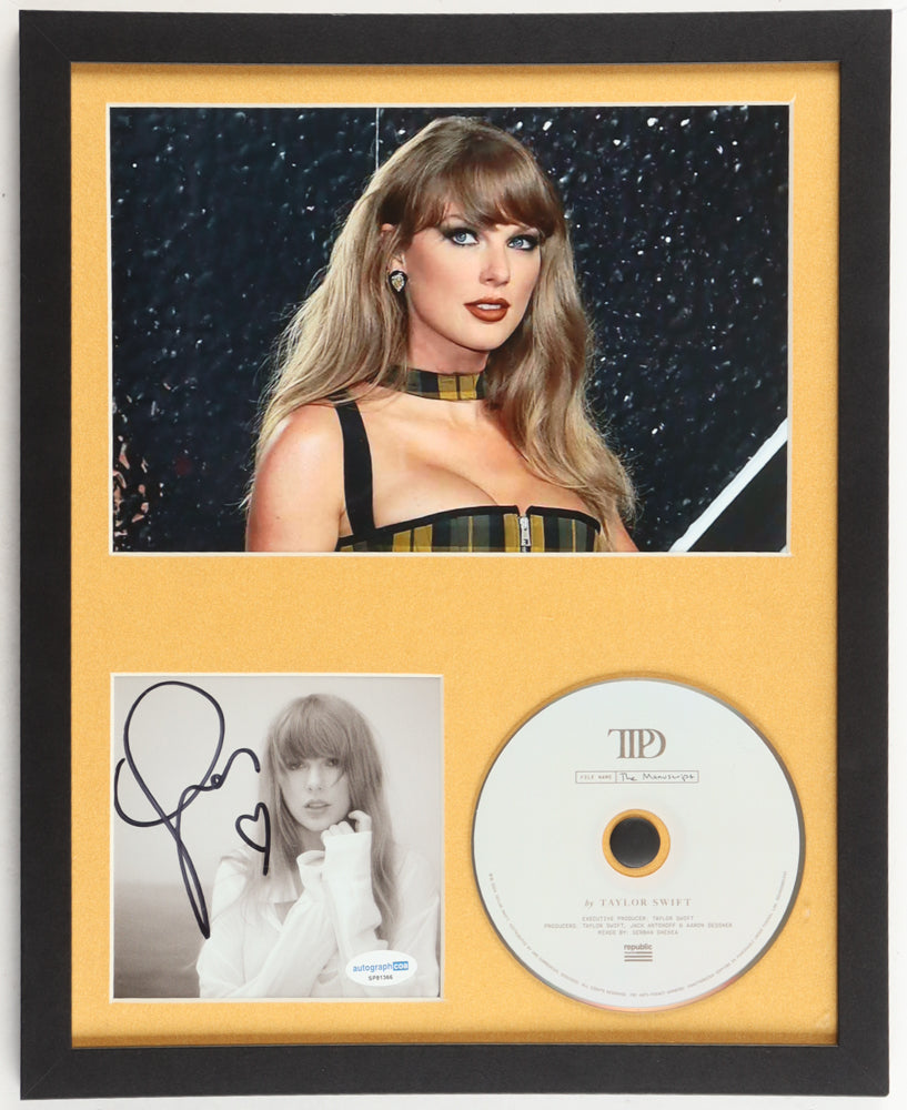 Taylor Swift Signed With a "Heart" Framed "The Tortured Poets Department" CD Display With Disc (ACOA)
