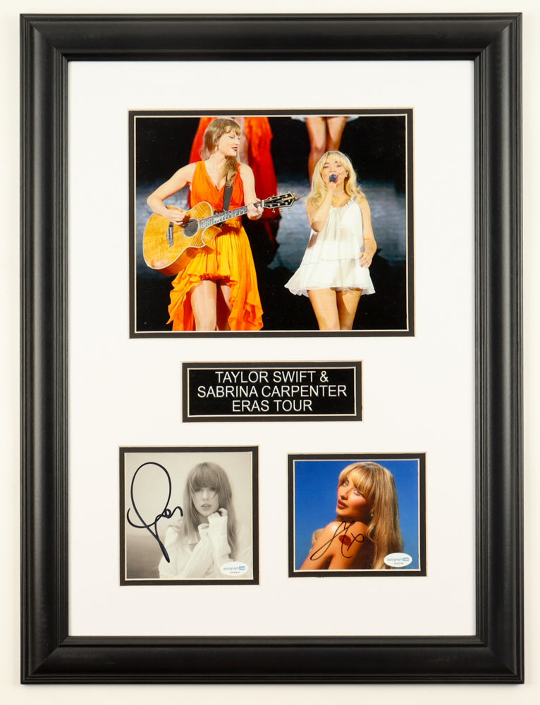 Taylor Swift &amp; Sabrina Carpenter Signed Framed CD Album Inserts Display (AutographCOA)