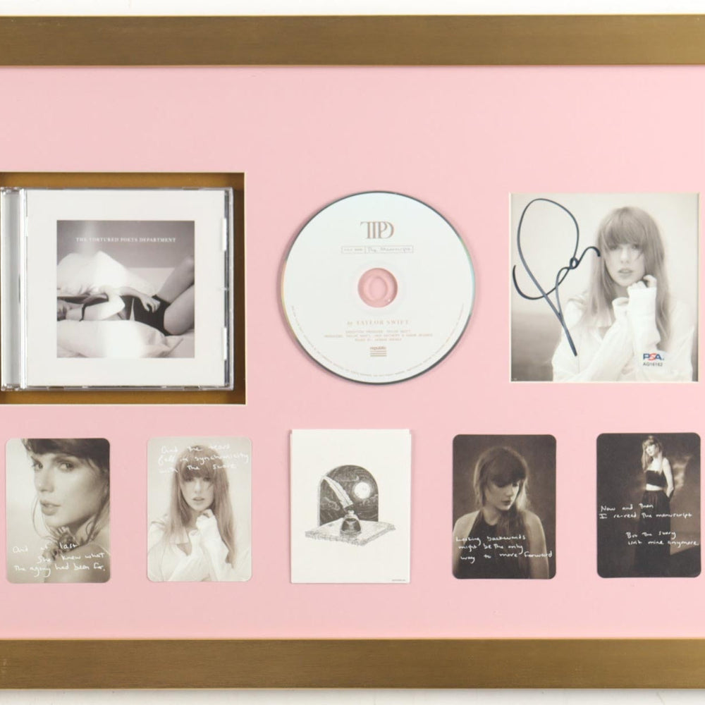 Taylor Swift Signed Framed "Tortured Poets Society" CD Album Insert Display With Disc Case, Disc &amp; (5) Swift Cards (PSA)