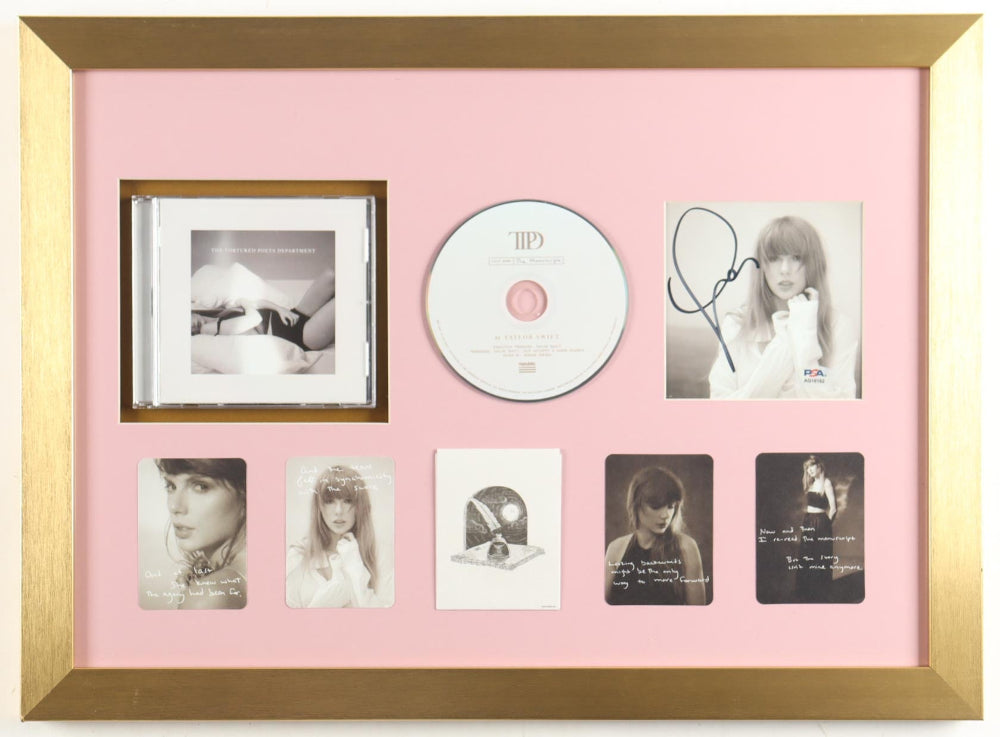 Taylor Swift Signed Framed "Tortured Poets Society" CD Album Insert Display With Disc Case, Disc &amp; (5) Swift Cards (PSA)