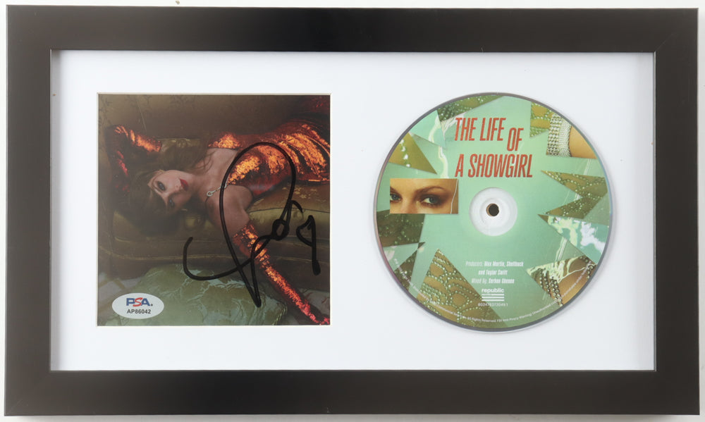 Taylor Swift Signed with a "Heart" "The Life of a Showgirl" Framed CD Insert Display (PSA)
