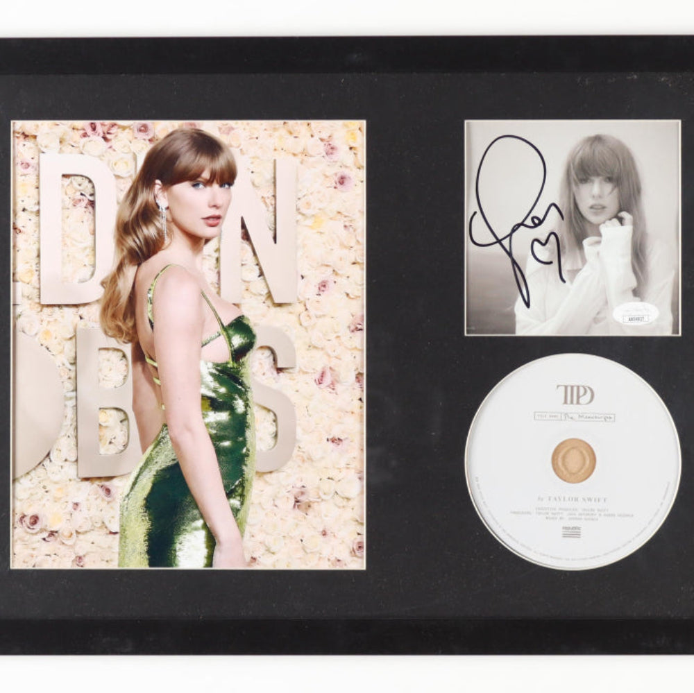 Taylor Swift Signed with a "Heart" Framed "The Tortured Poets Department" CD Album Insert Display With Disc (JSA)(1)