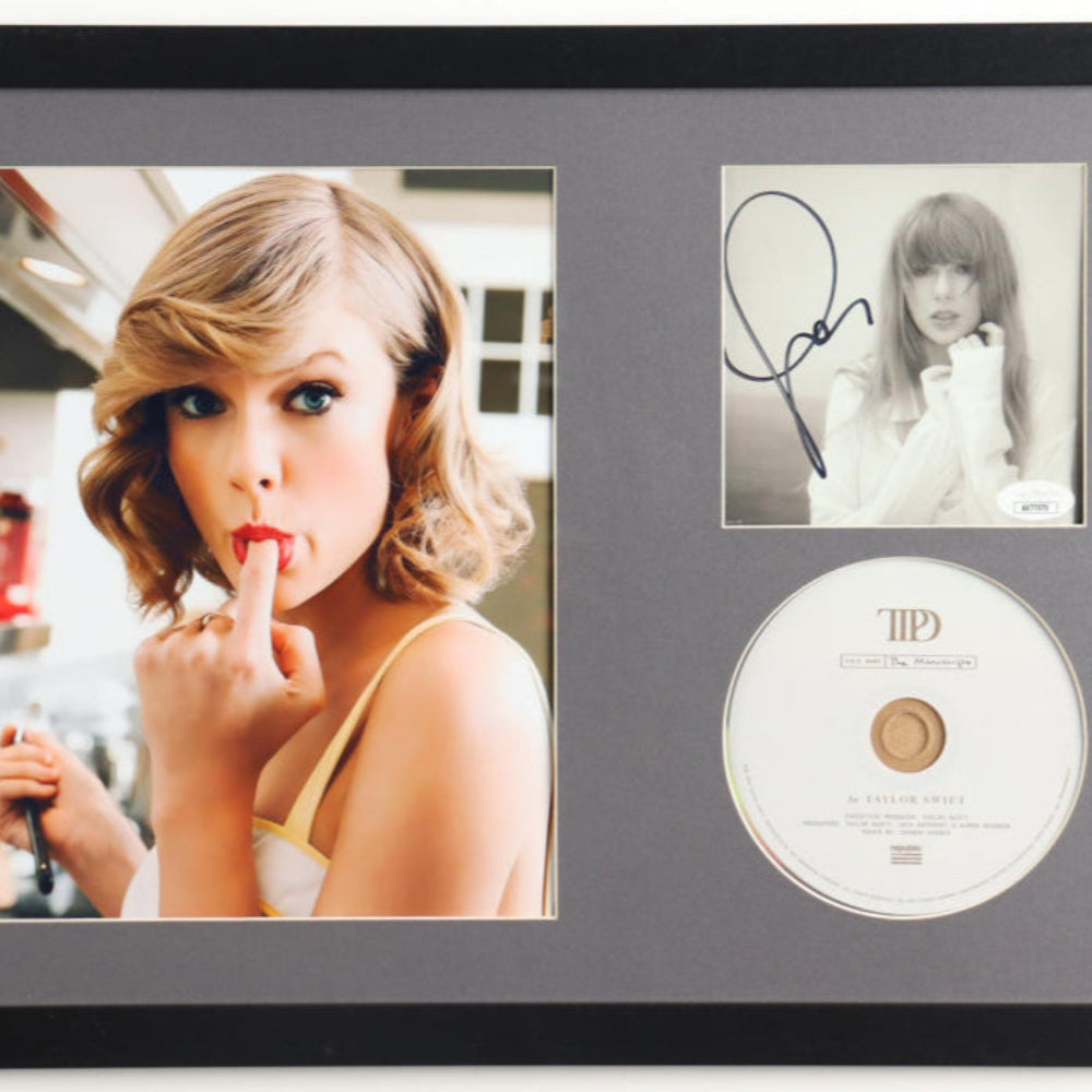Taylor Swift Signed Framed "The Tortured Poets Department" CD Album Insert Display With Disc (JSA)(2)
