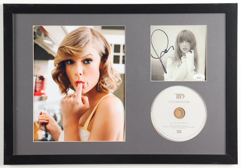 Taylor Swift Signed Framed "The Tortured Poets Department" CD Album Insert Display With Disc (JSA)(2)