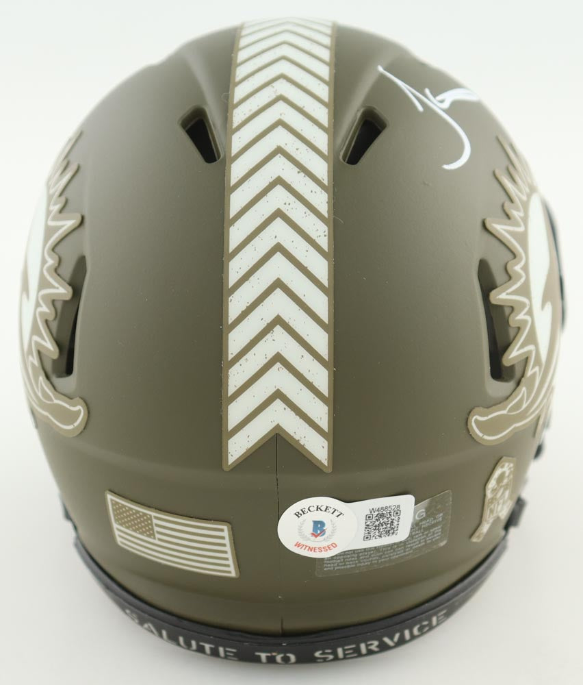Tyreek Hill Signed Dolphins Salute to Service Speed Mini Helmet (Beckett)