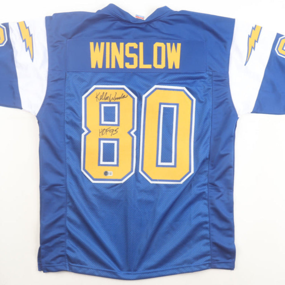 Kellen Winslow Signed Chargers Jersey Inscribed "HOF 95" (Beckett)