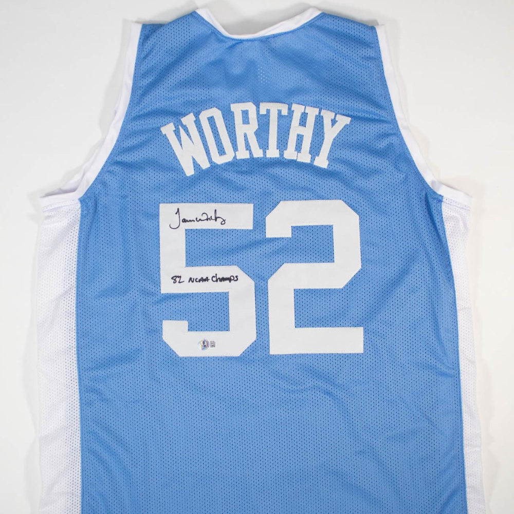 James Worthy "82 NCAA Champs" Signed North Carolina Jersey (Beckett Witness)