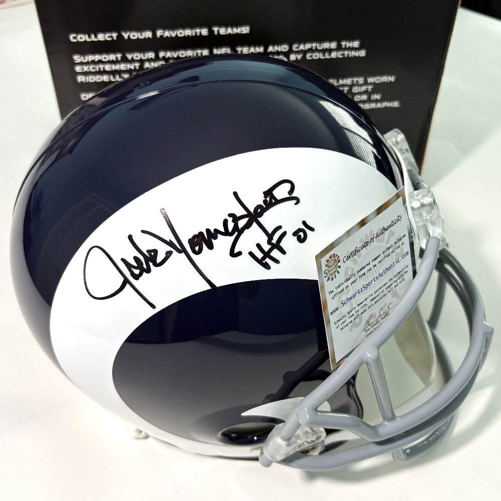 Jack Youngblood signed LA Rams white throwback Riddell helmet with ‘HF 01’ inscription