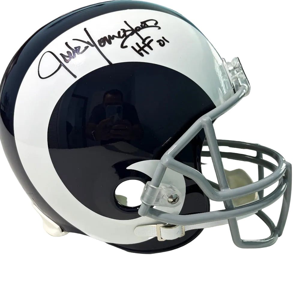 Jack Youngblood signed LA Rams white throwback Riddell helmet with ‘HF 01’ inscription