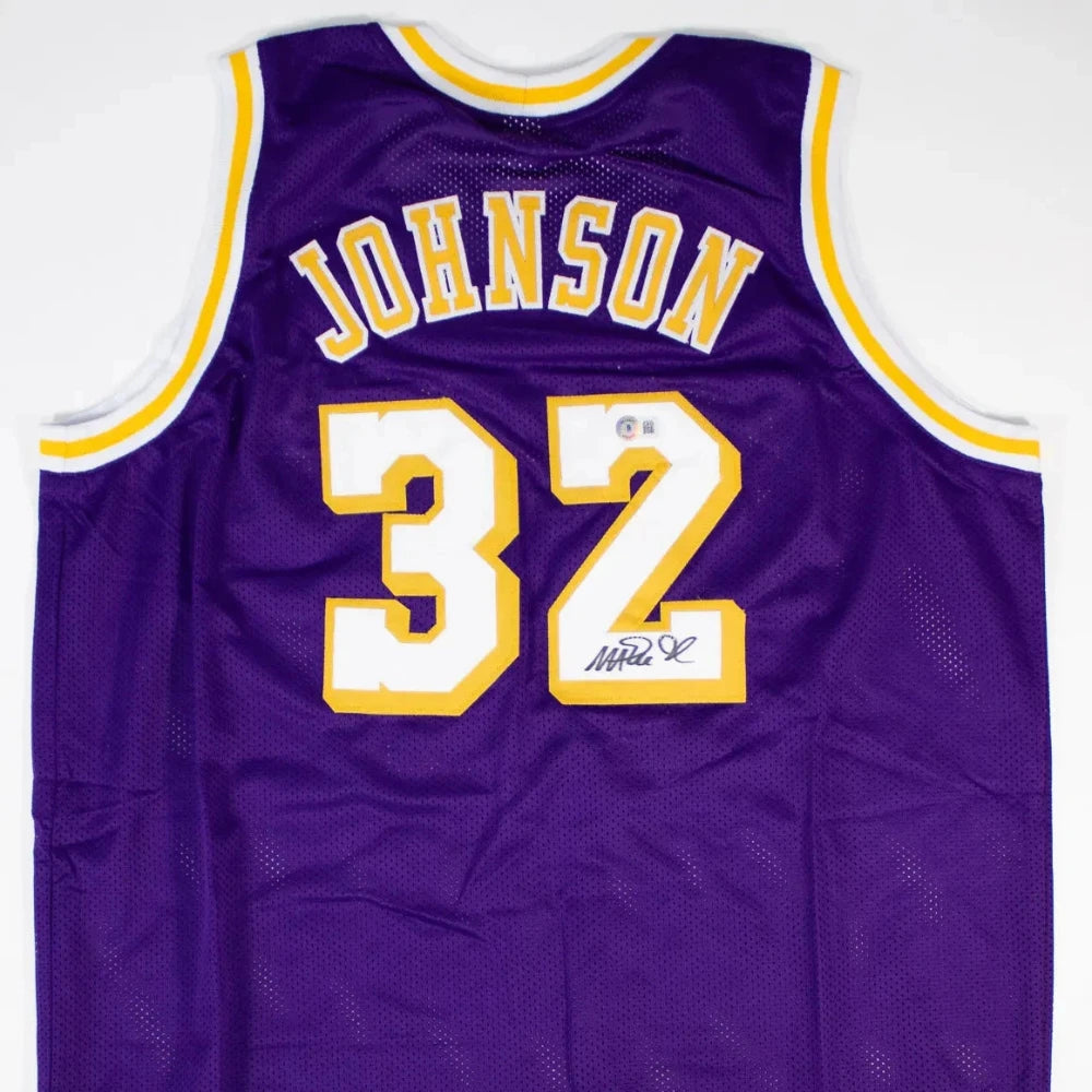 Magic Johnson Signed Purple Jersey (Beckett)