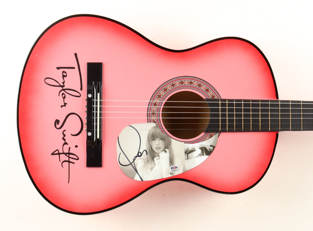 Taylor Swift Signed 38” Zeny Acoustic Pink Guitar (PSA)