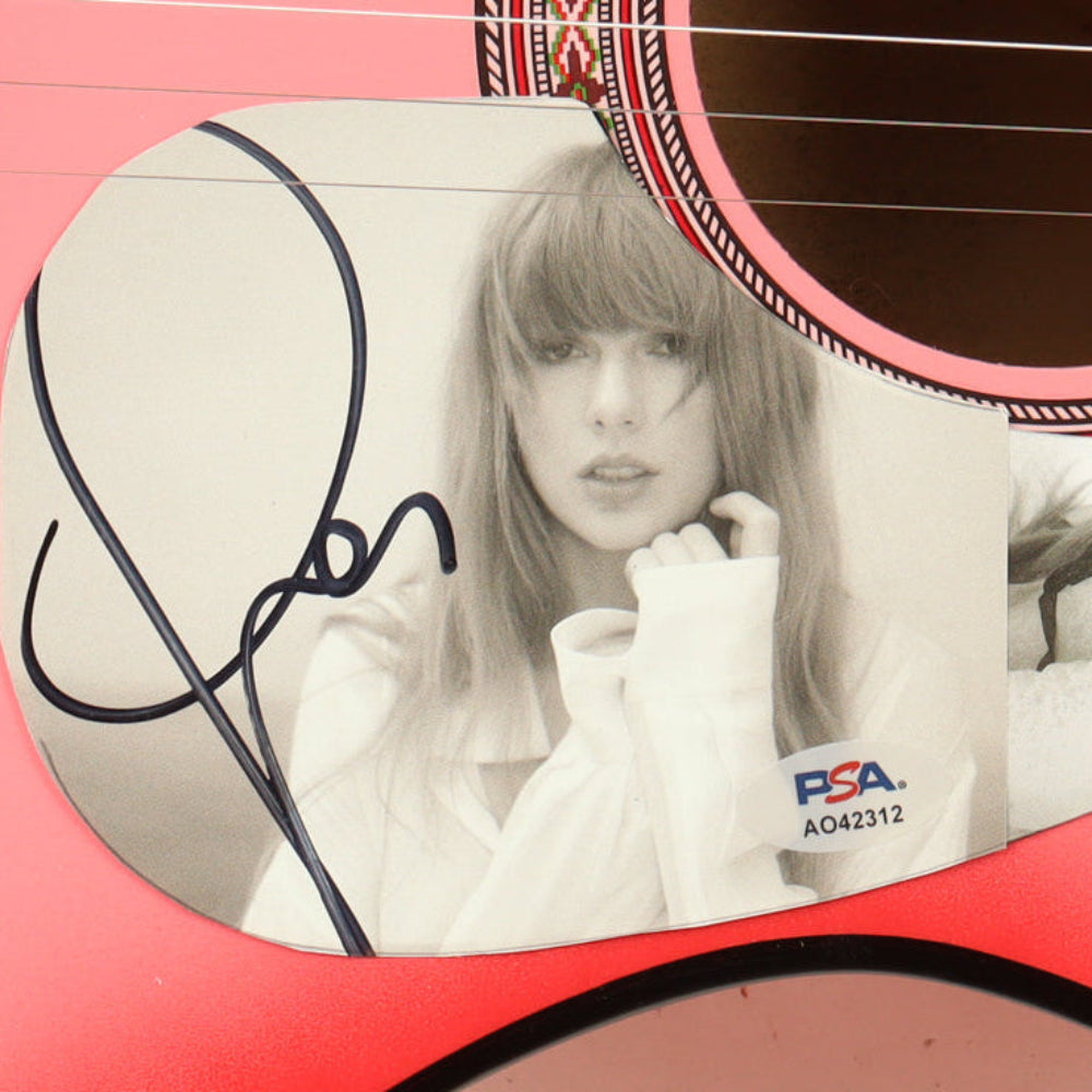 Taylor Swift Signed 38” Zeny Acoustic Pink Guitar (PSA)