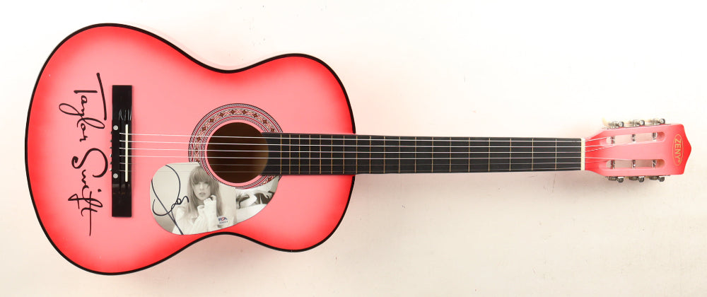 Taylor Swift Signed 38” Zeny Acoustic Pink Guitar (PSA)