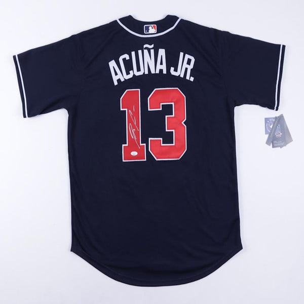 Ronald Acuna Jr. Atlanta Braves Signed Navy Nike Jersey Size L