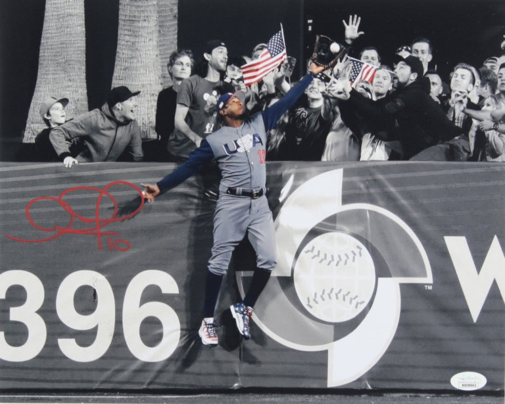 Adam Jones Signed 2017 WBC 11x14 Photo (JSA) (Orange Ink)