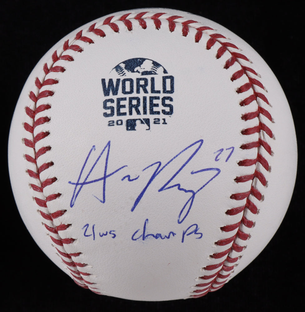 Austin Riley Signed 2021 World Series Logo Baseball Inscribed "21 WS Champs" (MLB)