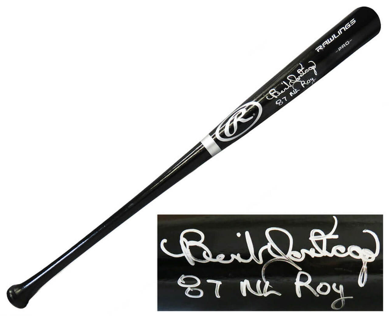 Benito Santiago Signed Rawlings Pro Black Baseball Bat with "87 NL ROY" Inscription