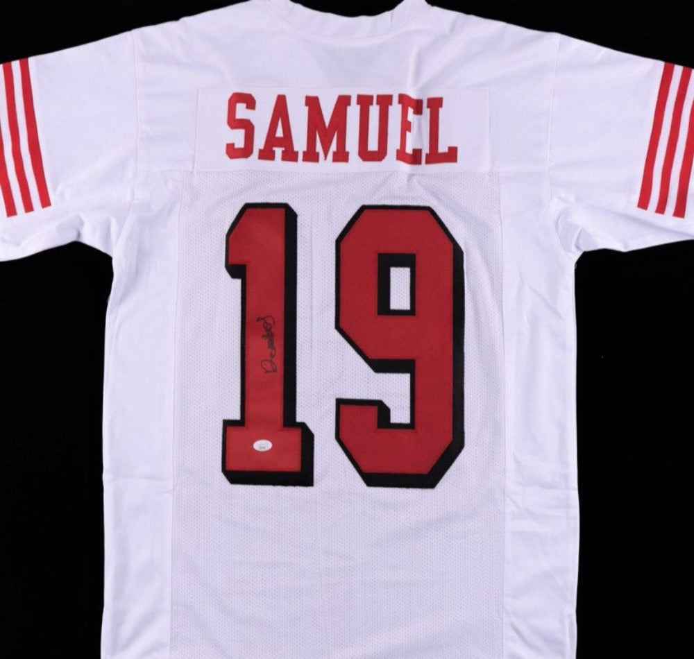 Deebo Samuel Signed White Jersey With Black Outline (#3) (JSA/PSA)