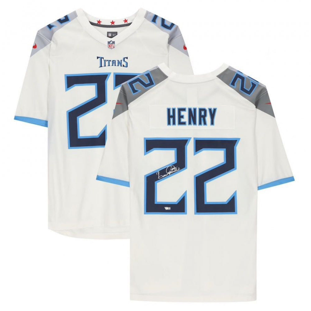Derrick Henry Signed Titans White Nike Jersey (Fanatics Hologram)