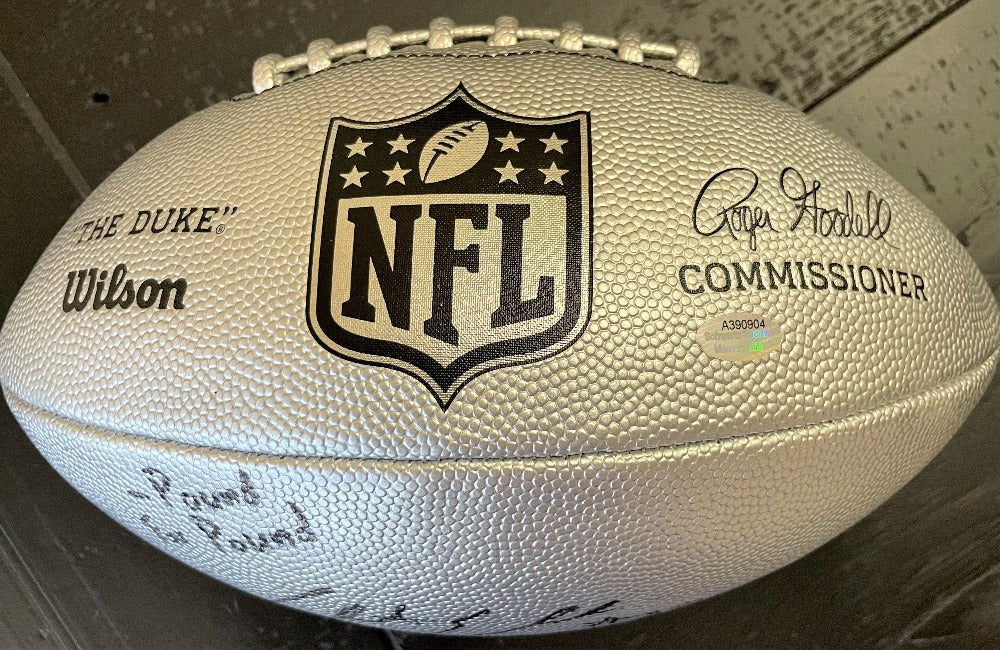 Austin Ekeler Signed Metallic &quot;The Duke&quot; Official NFL Game Ball Inscribed &quot;Pound For Pound&quot;