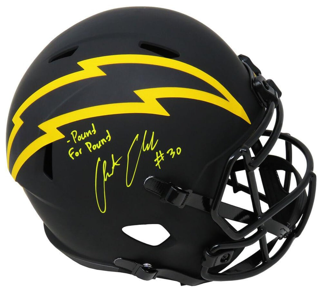 Austin Ekeler Signed Chargers F/S Eclipse Alternate Speed Helmet with "Pound For Pound" (Schwartz COA)