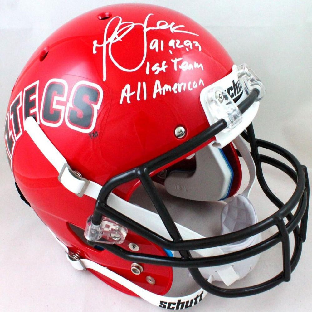 Marshall Faulk Signed San Diego State Aztecs Full-Size Helmet Inscribed "91, 92, 93 1st Team All American" (Beckett Hologram)