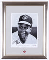 Frank Robinson Signed Orioles 13x16 Custom Framed Photo Display With Vintage Orioles Pin (PSA COA)