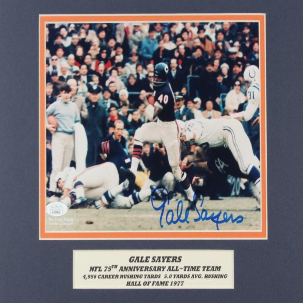 Gale Sayers Signed Bears 11x14 Custom Matted Framed Photo Display (JSA COA)