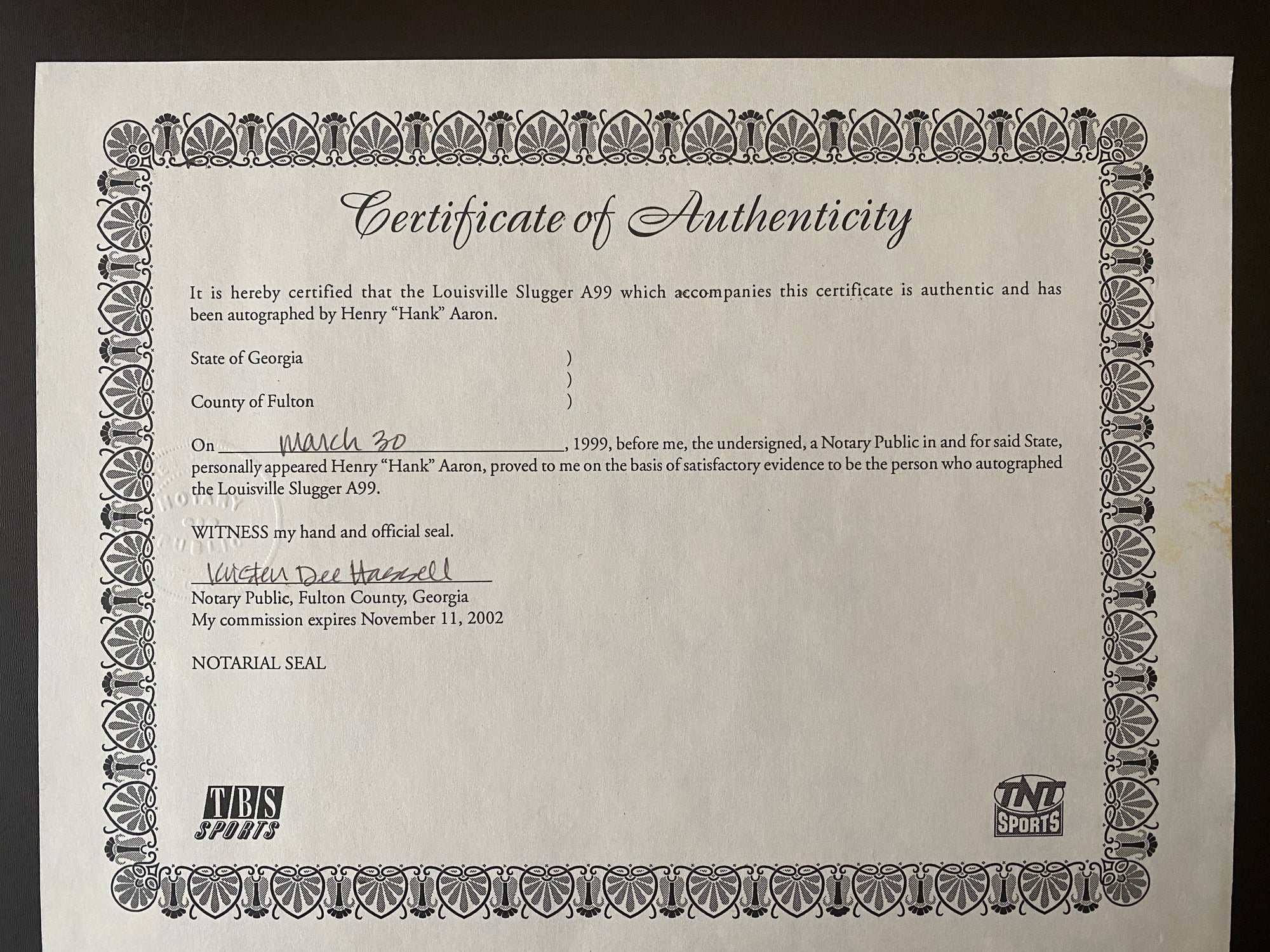 Hank Aaron signed H&amp;B Louisville Slugger baseball bat from 1971-1973 with Chasing The Dream Foundation COA