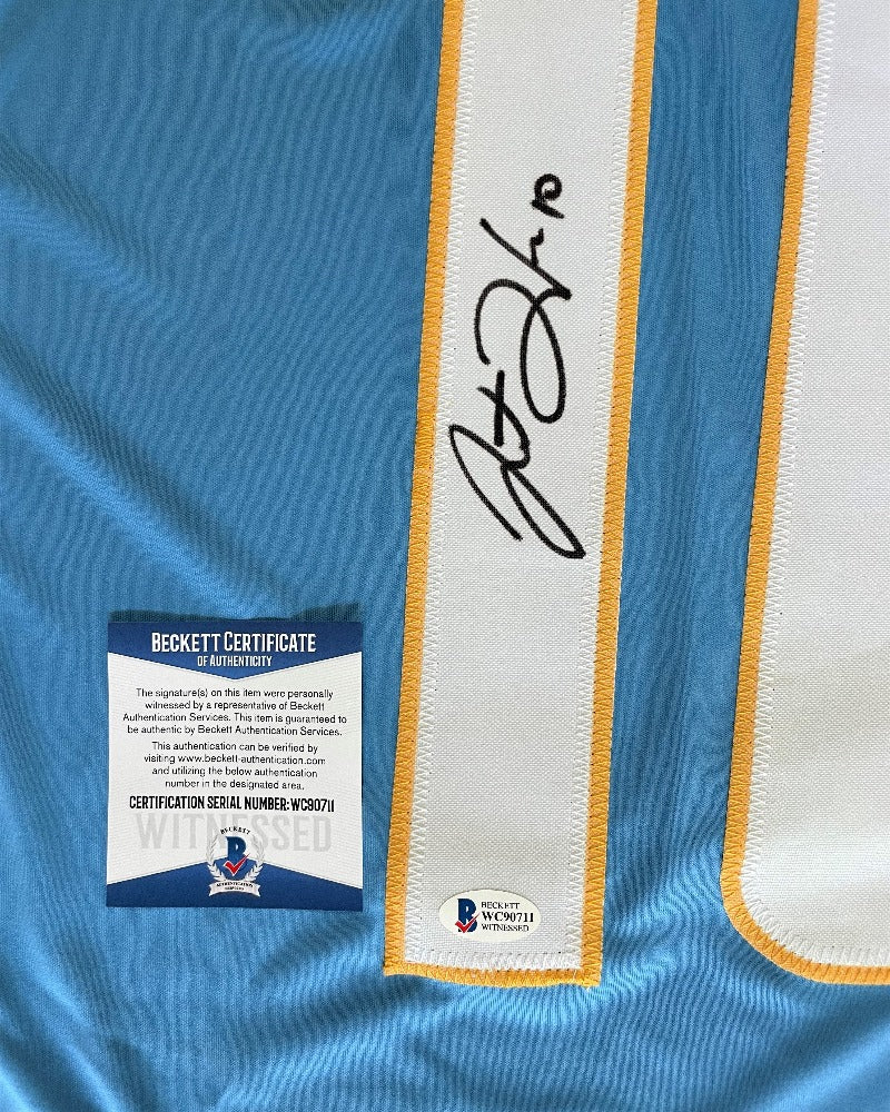 JUSTIN HERBERT SIGNED CHARGERS CUSTOM WHITE JERSEY - BECKETT COA