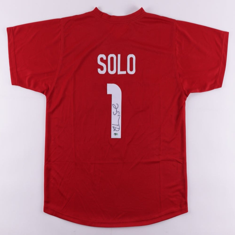 Hope Solo Signed Red USA Soccer Jersey (RSA Hologram)