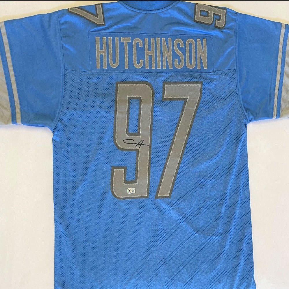 Aidan Hutchinson Signed Blue Jersey (Beckett)