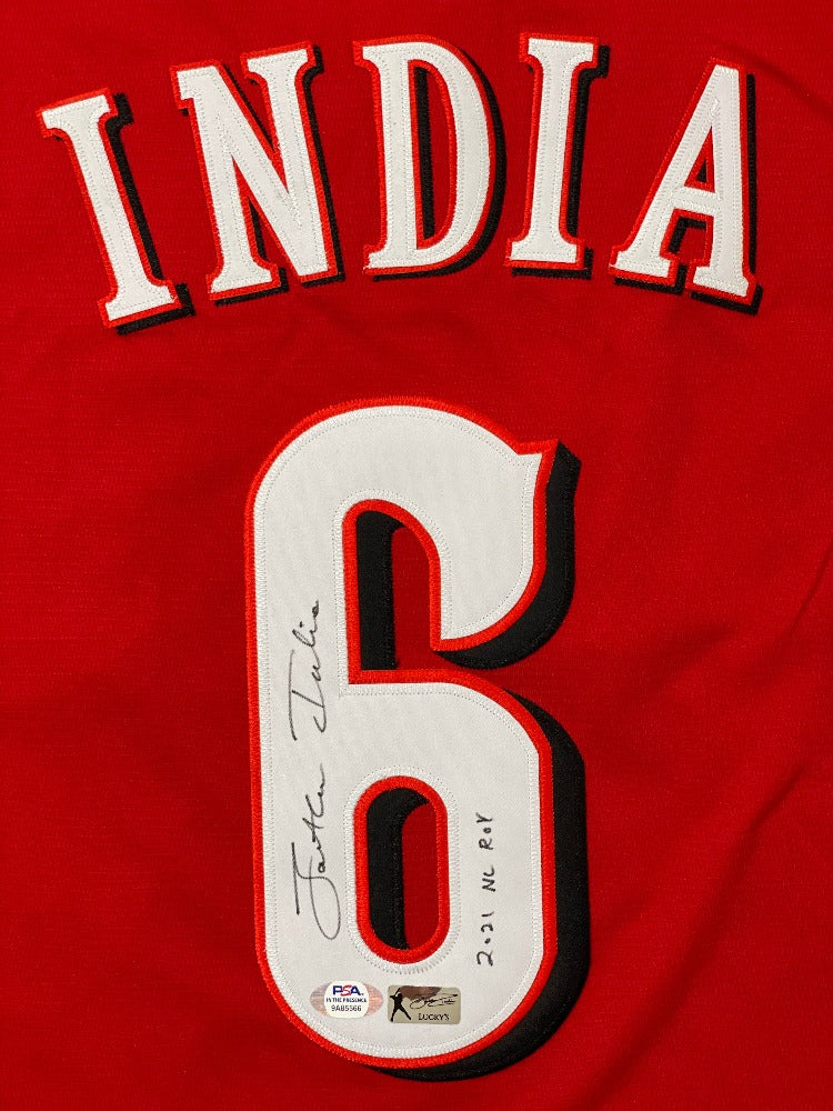 Jonathan India Signed Nike Reds Jersey Inscribed 2021 NL ROY