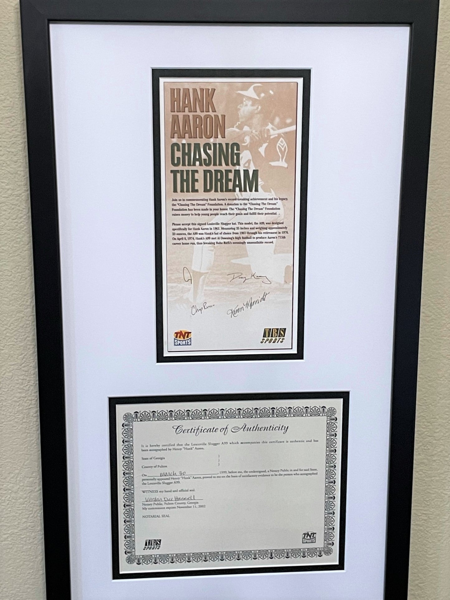 Hank Aaron signed H&amp;B Louisville Slugger baseball bat from 1971-1973 with Chasing The Dream Foundation COA