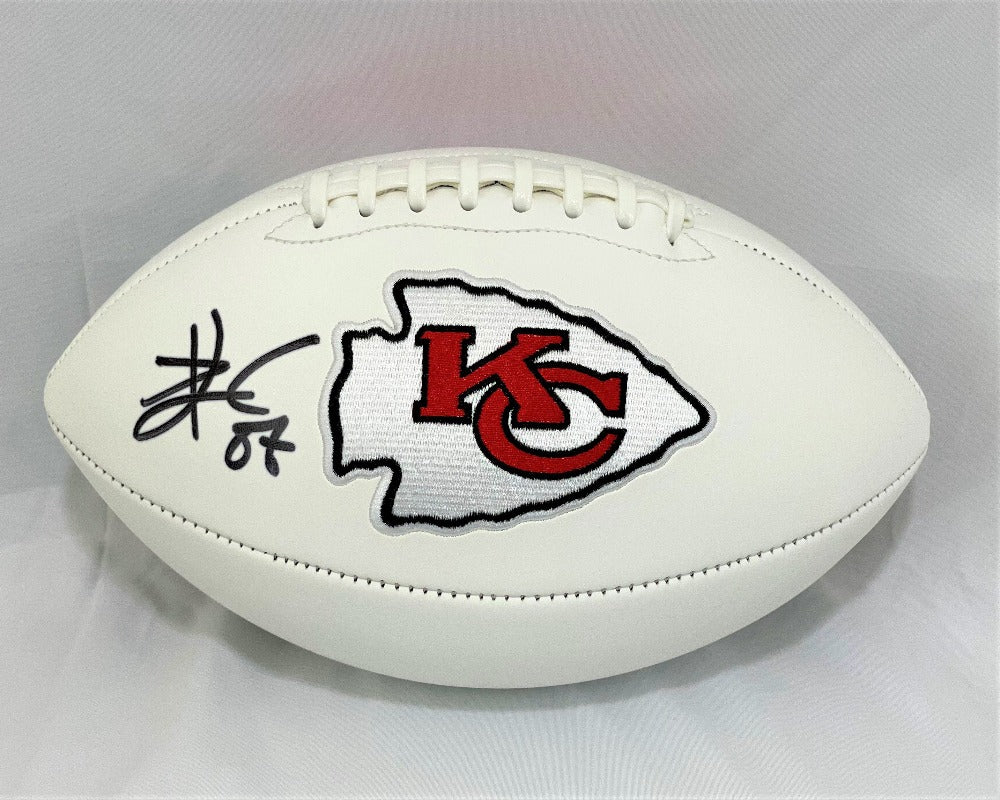 Travis Kelce Signed Kansas City Chiefs Super Bowl Logo Football (Beckett Witness COA)