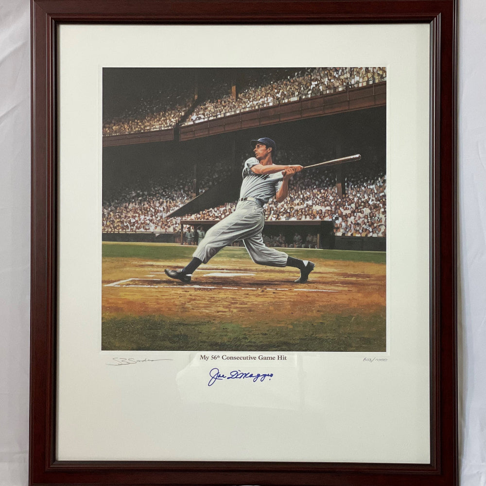Joe DiMaggio Signed LE Yankees Framed Lithograph (PSA LOA)
