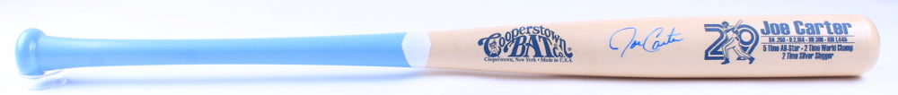 Joe Carter Signed Career Stat Engraved Cooperstown Bat (JSA COA)