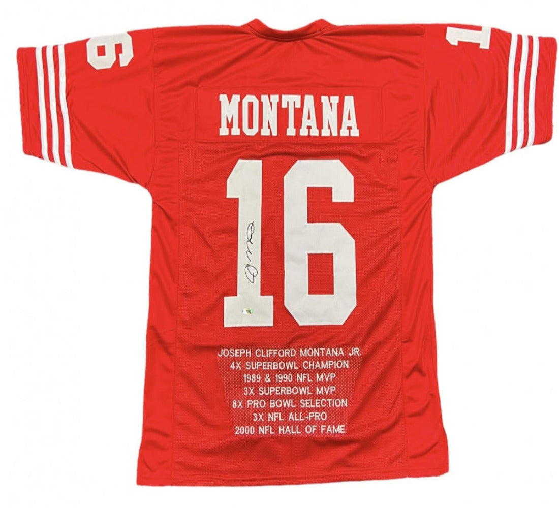 Joe Montana Autographed Signed 49ers Red Stat Jersey